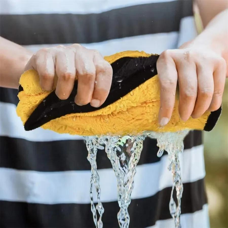 1/2/6 шт., чистящее полотенце из микрофибры, утолщенная мягкая ткань для сушки, полотенца для мытья кузова автомобиля, двухслойные чистые тряпки, автомобильные аксессуары