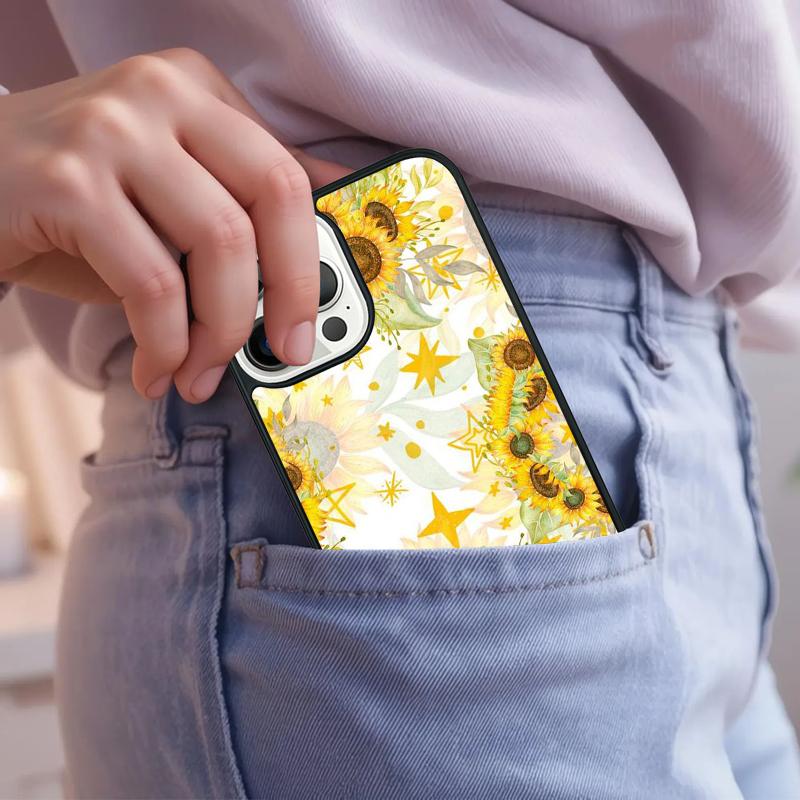 Цветочный чехол для телефона с подсолнухами для iPhone 17 Air 15 16e 14 13 Pro Max Coque 12 11 Pro Max PLUS