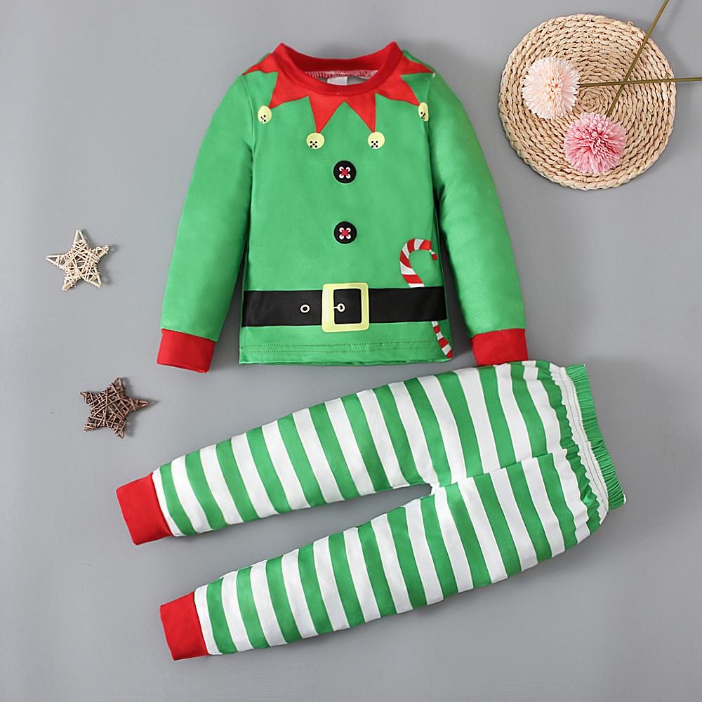 Рождественский Санта-Клаус, олень, динозавр, детская рубашка и брюки, пижамный комплект из 2 предметов для 2-7 лет