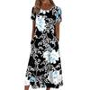 Women's Summer Casual Fashion Vintage Floral Print Round Neck Loose Dresses