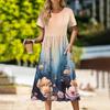 Women's Casual Cute Pattern Print Round Neck Midi Dress Basic Classic Outdoor Everyday Short Sleeve Loose Dress