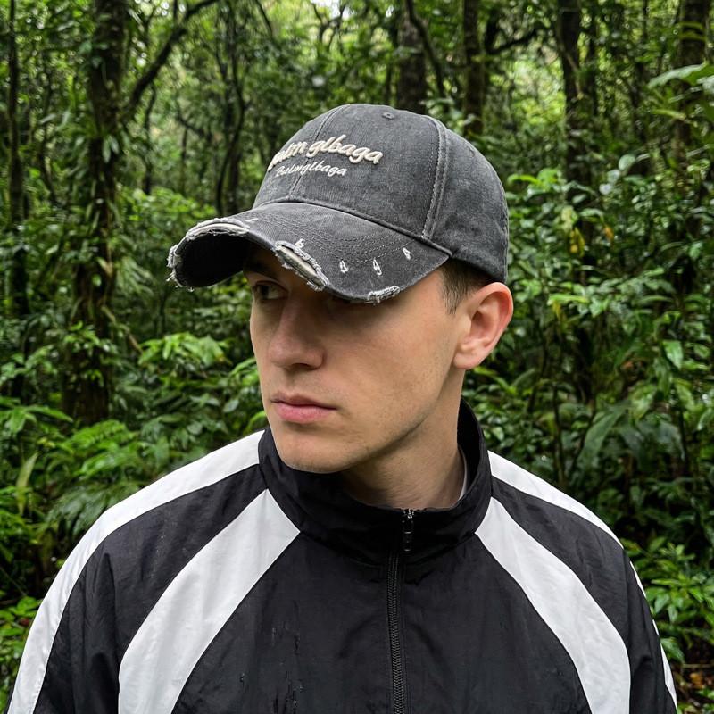 Distressed Cotton Embroidered Baseball Cap With Curved Brim For Casual Outdoor Wear