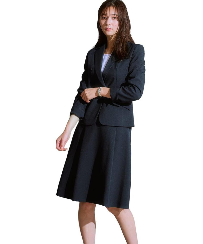 Skirt Suit Suit Tuck Flare Skirt Suit Jacket Skirt with Navy 6L [Nissen] Women's (Tailored + Pockets) (Standard Suit)