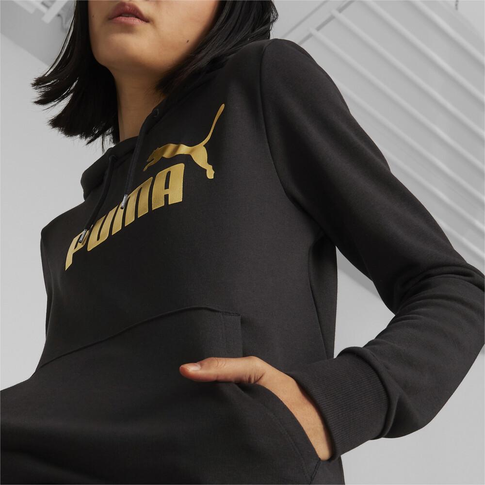 Puma Худи женское с длинным рукавом, повседневное, приталенное, с принтом букв, черное 849096-01