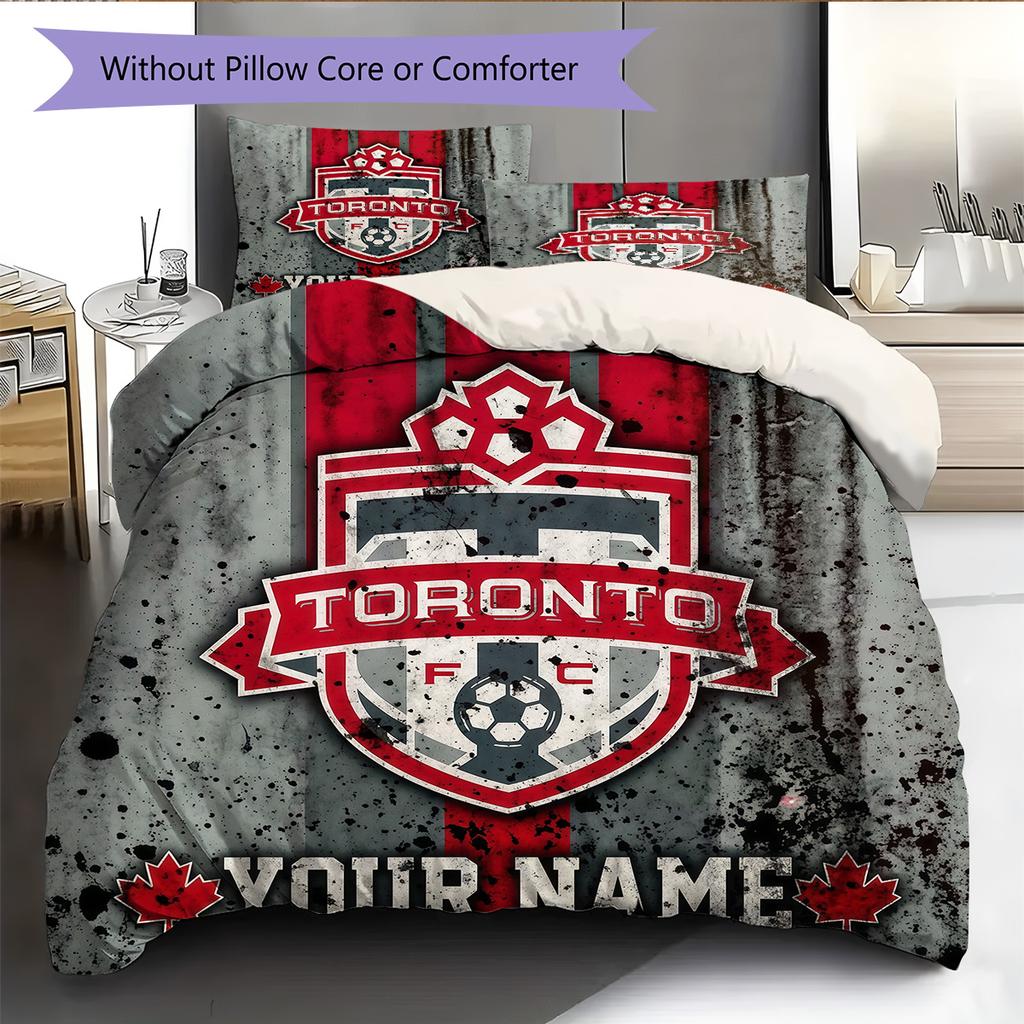 Custom Name Toronto FC Pattern Bedding Quilt Set Home Decoration Gift (1 * duvet cover + 2 * pillowcase without core)