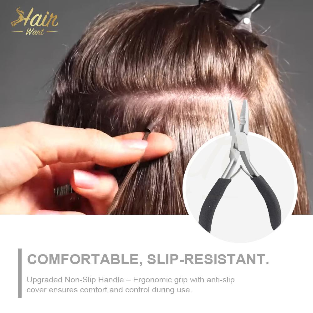 Hair Want Hair Extension Pliers Kit for Weft Extensions Painless Tool Kit for Micro Ring Stainless Steel Slip-Resistant Design