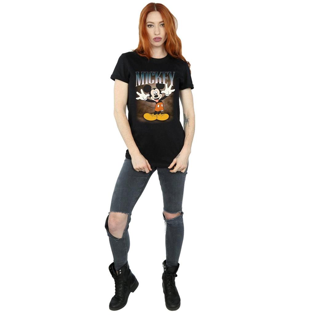 Disney Womens/Ladies Mickey Mouse Tongue Montage Cotton Boyfriend T-Shirt
