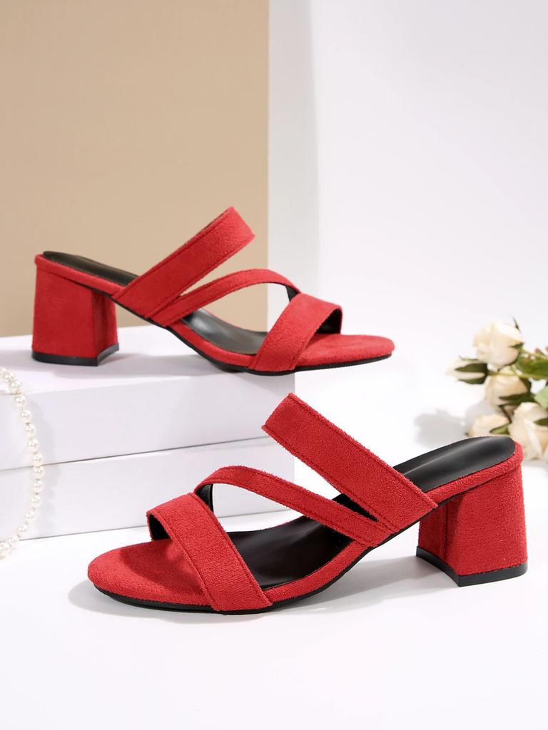 Модные летние босоножки на ремешке для вечеринки, офиса, красные, женские, повседневные, на высоком квадратном каблуке, с открытым носком, для женщин, Sandalias De Mujer
