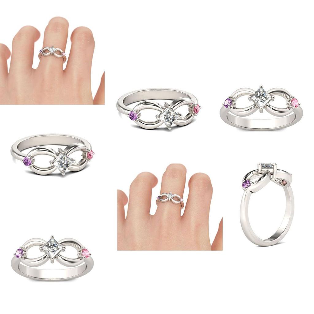 Элегантное модное посеребренное кольцо со стразами, сплав, дизайн "Бесконечность"