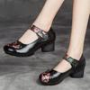 Retro Pumps Women Shoes Genuine Leather Hook & Loop Handmade Concise Ladies Shoes