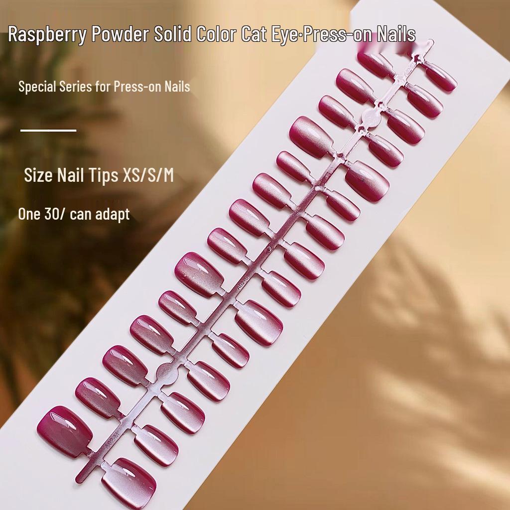 Нейл-арт «Кошачий глаз» со стеклянными бусинами - Однотонные накладные ногти премиум-класса для повседневной носки