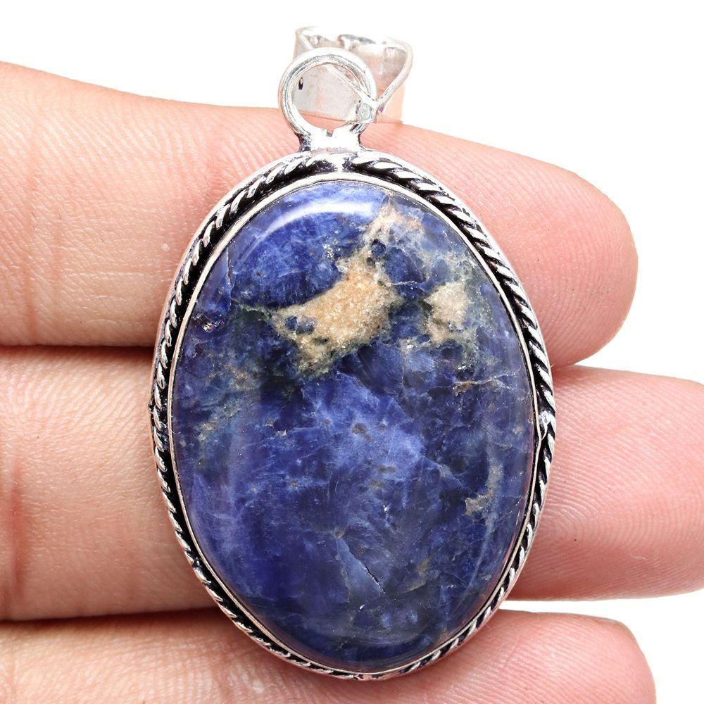 Pendant Sodalite Gemstone Gift For Her Silver Jewelry 2"