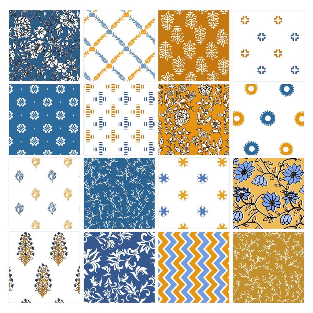Soimoi Комплект из 16 шт., толстые четверти, азиатский блочный принт, 18"x22" DIY пэчворк - 100 хлопок предварительно нарезанная ткань для квилтинга коричневый белый