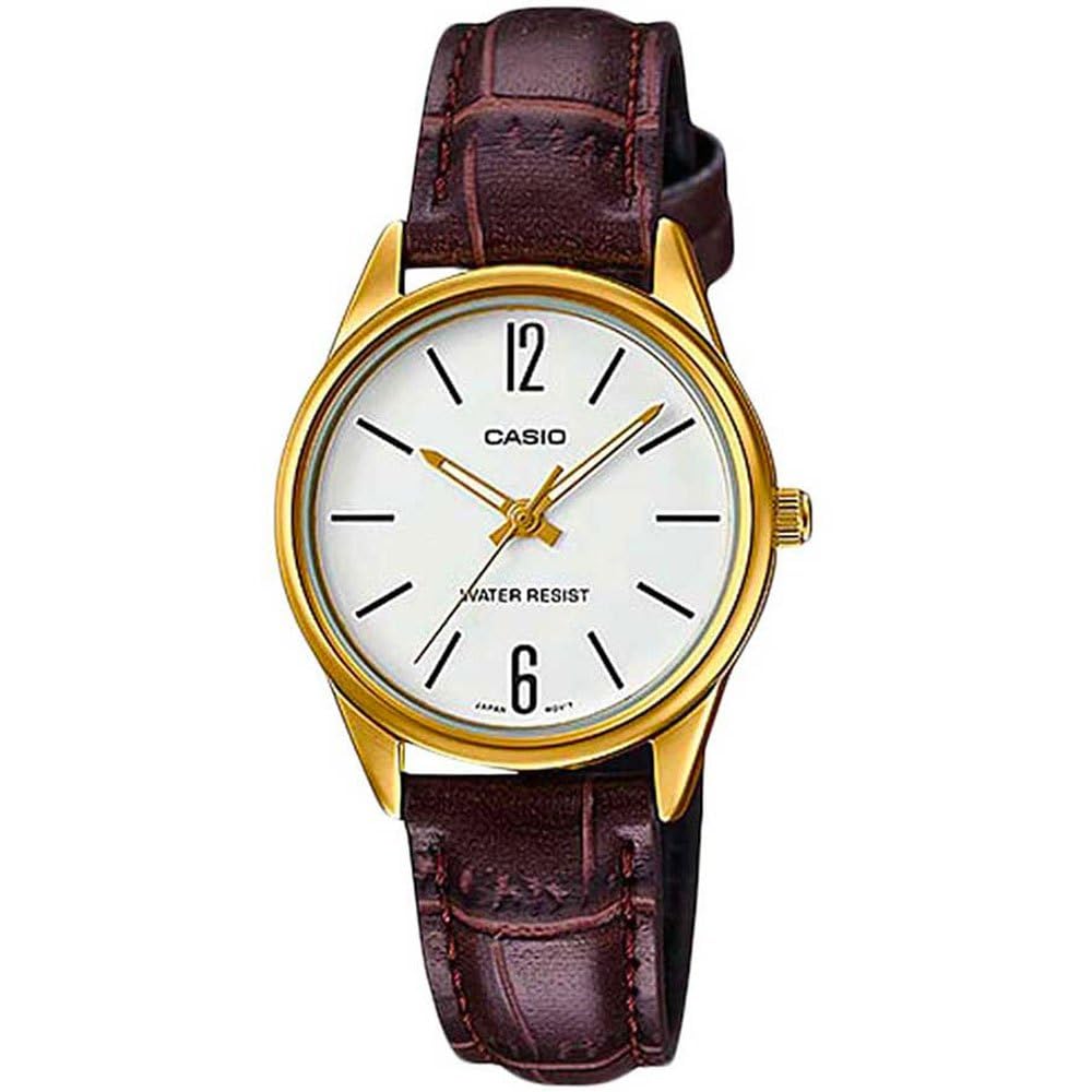 CASIO Women's Analog Quartz Watch LTP-V005GL-7B Brown Leather Strap