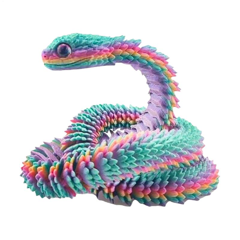 3D-печатная шарнирная игрушка-змея, гибкая подвижная модель животного, вращающиеся украшения в виде дракона для автомобиля, имитация, настольные игрушки, детский подарок
