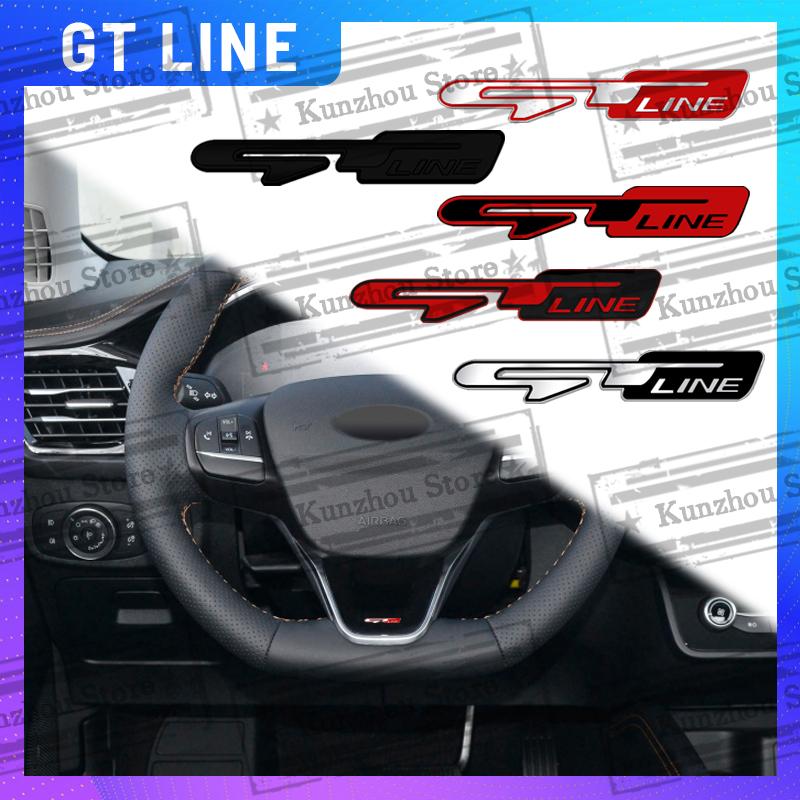 1x For GT Line Kia Sorento Ceed Picanto Sportage Stinger Niro Rio Car Steering Wheel Badge Zinc Alloy Car Interior Emblem Decal