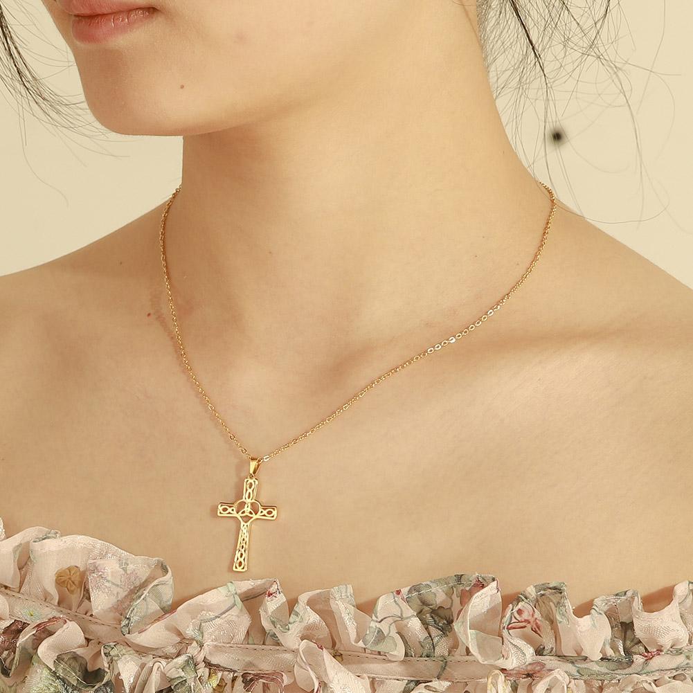 Ожерелье с подвеской «Кельтский крест» для женщин из нержавеющей стали, ожерелья с золотым серебром, колье с изображением Иисуса, религиозные украшения