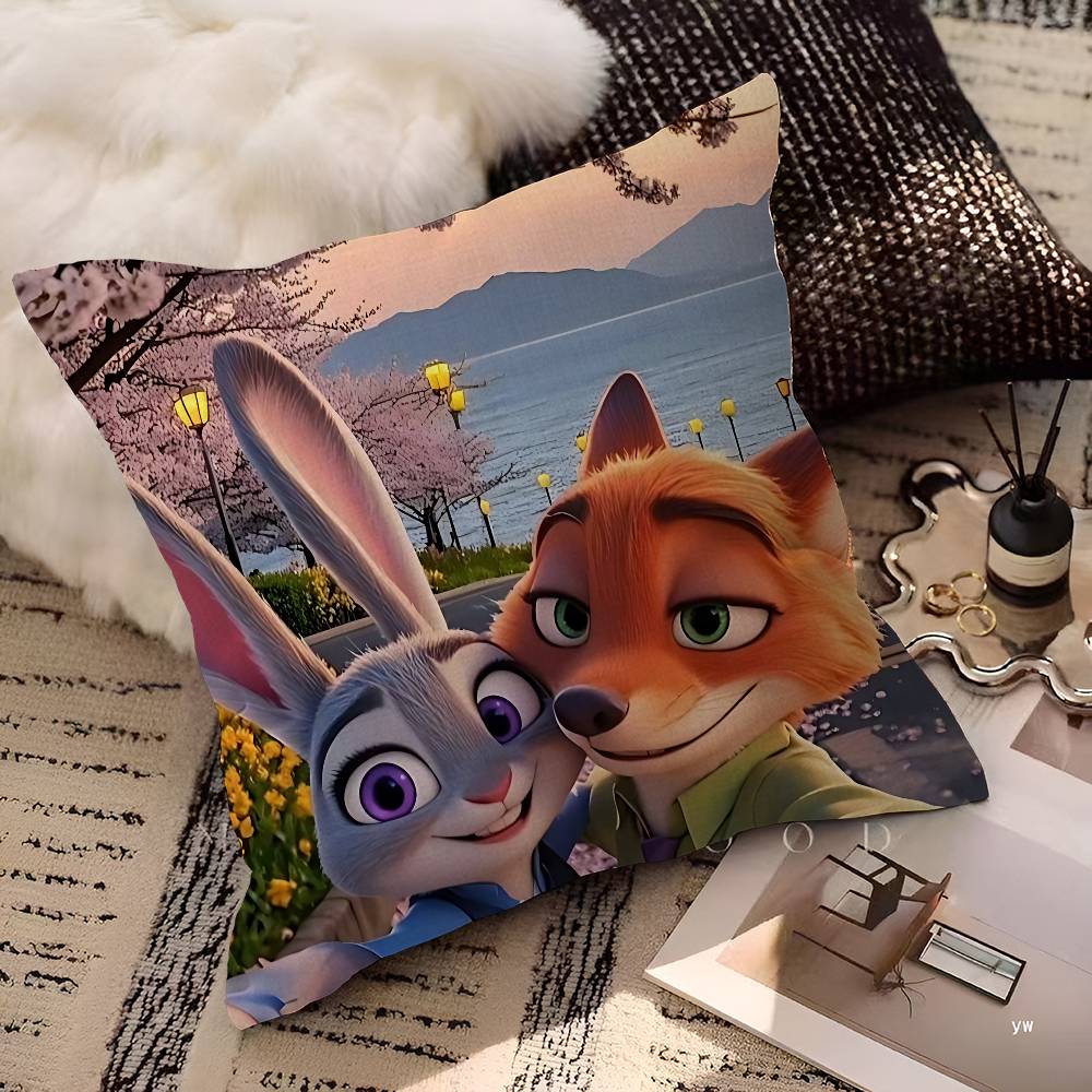 ZZootopiaS 2 1 Movie Pillow Covers Cartoon Sofa Decorative Home Doublesided Printing Short Plush Cute Cushion Cover