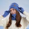 3Pcs/Set Winter Hat Scarf Gloves Set Thickened Velvet Lining Colorful Elastic Fit Knitting Hat Neck Warmer Gloves Set