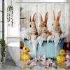 Cute Easter Bunny Shower Curtain, Bath Yellow Duck Floral Bathroom Decorative Shower Curtain, Waterproof Shower Curtain with Hoo