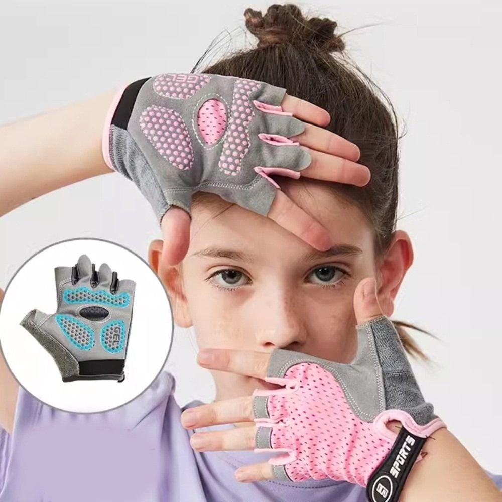 Wear-Resistant Fingerless Exercise Gloves Anti-Slip Kids Cycling Gloves Boys and Girls