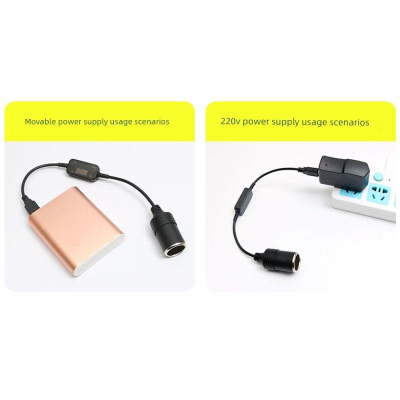 USB to Cigarette Lighter Socket Adapter 5V to 12V Power Bank Dash Cam Parking Monitoring Converter Purifier