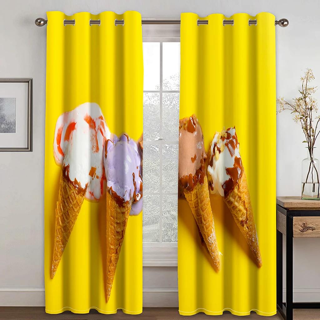 Модный десерт мороженое леденец пончик высокая затемняющая штора для девочек спальня гостиная отель студия окно 2панельный солнцезащитный козырек