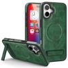 For iPhone 16 Magnetic Case Leather Kickstand Phone Cover Compatible with MagSafe