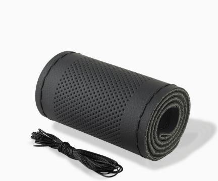 Fit for 38cm 14 DIY Sewing Breathable and Anti Slip Black Grey Beige Universal Leather Car Steering Wheel Stitch on Wrap Cover
