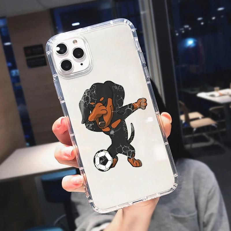 Милый Мультяшный Такса Чехол для Телефона iPhone 17 16 15 14 13 12 11 Pro Max Mini SE 7 Plus Животное Прозрачный Мягкий Чехол Fundas