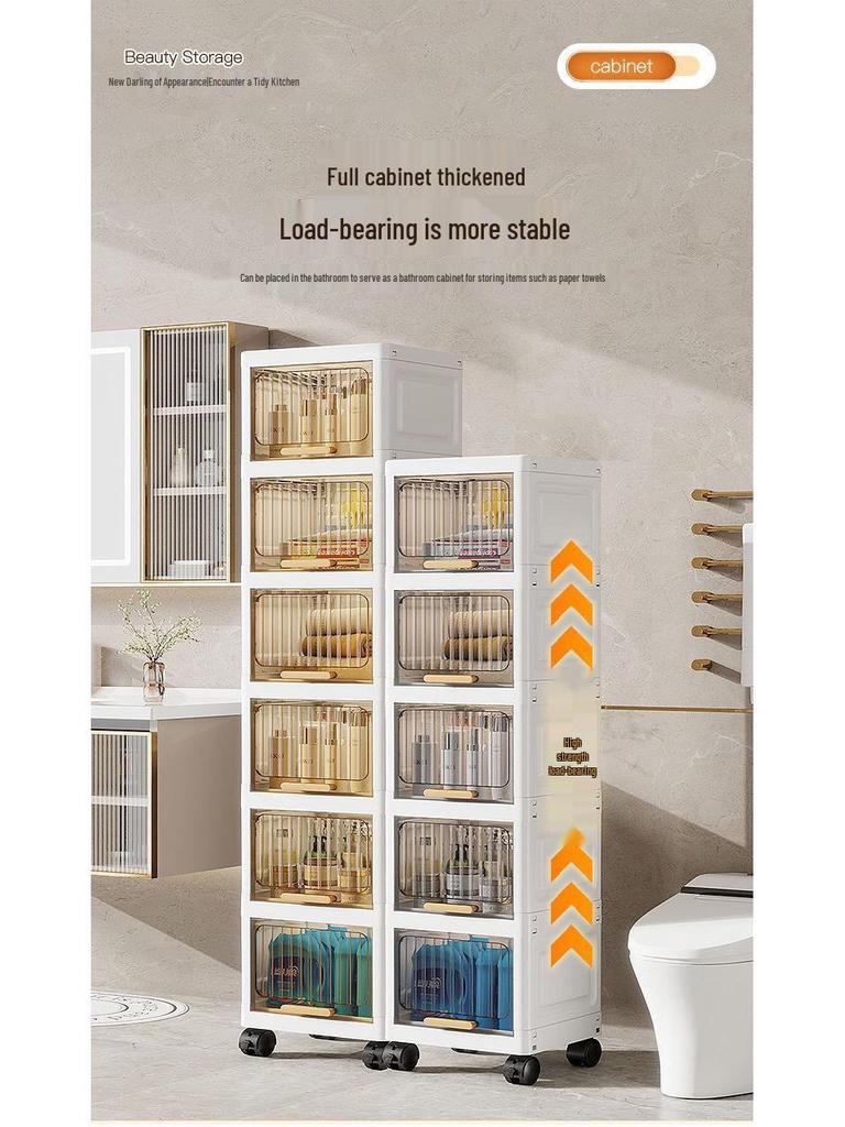 Откидной шов Узкий шкаф для хранения для кухни, ванной комнаты или гостиной