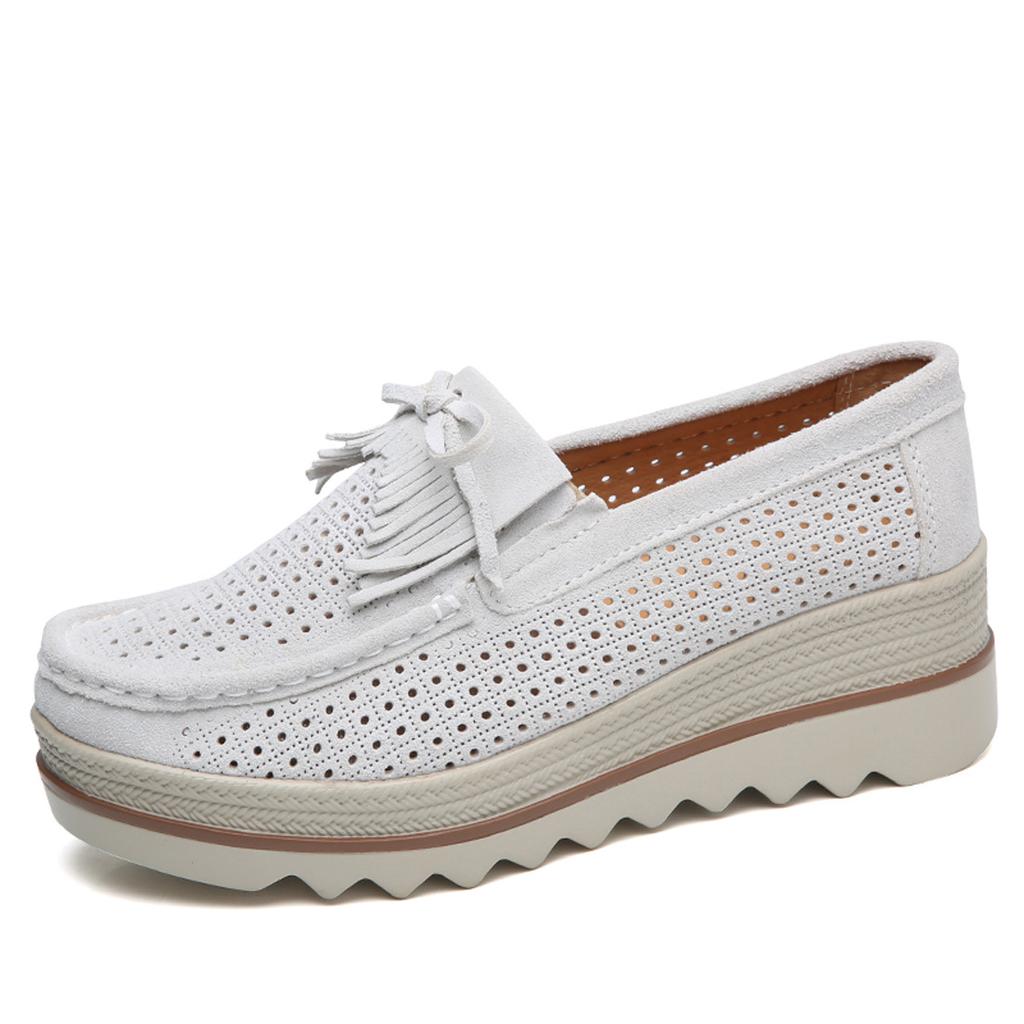 Spring Autumn Women Platform Shoes Ladies Loafers Genuine Leather Comfort Soft Moccasins Casual Flats Shoes Slip On Sneakers