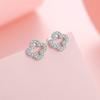 Серьги-гвоздики из стерлингового серебра S925 с цирконами, полые, в форме листа, для женщин, элегантные, нишевые, тройной цветок, ювелирное изделие, подарок