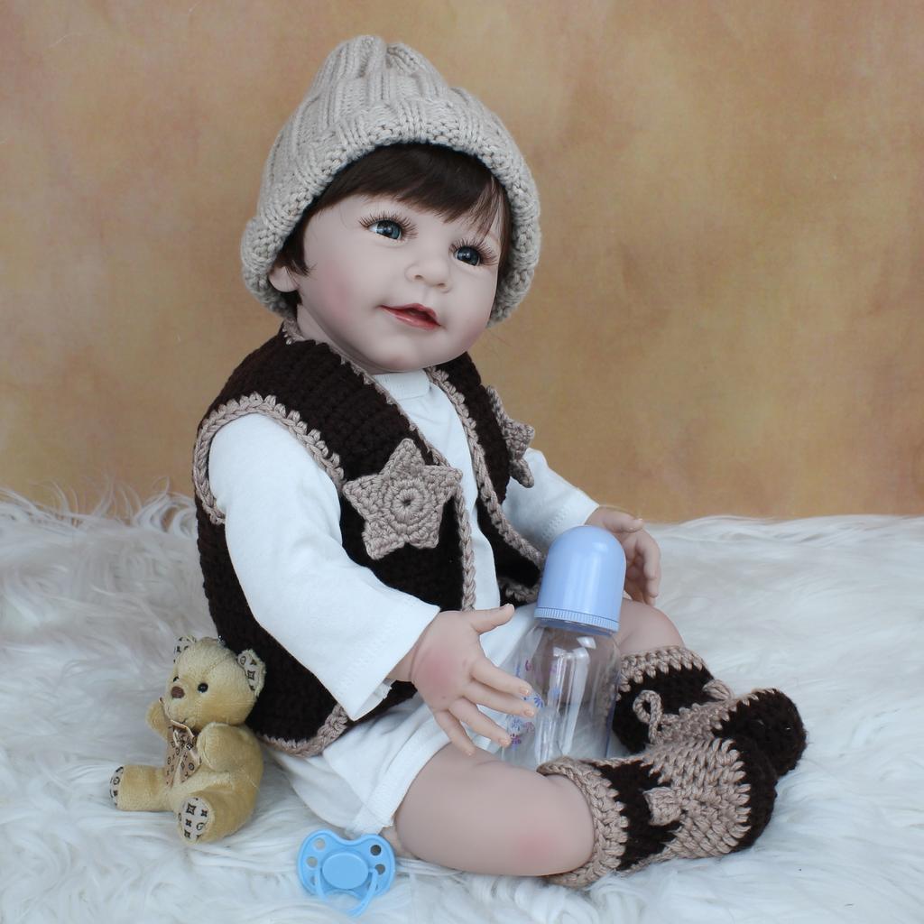 BZDOLL 55 CM Soft Silicone Reborn Baby Boy Doll For Girl Like Real 22 Inch Realistic Lisa Toddler Dress Up Bebe Play House Toy