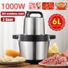 6L 1000W 2 Gear Electric Meat Grinder Kitchen Chopper Mincer Stainless Steel Garlic Vegetable Blender Mixer Baby Food Processor