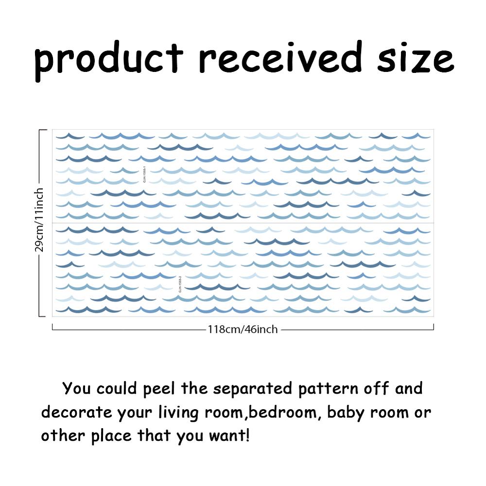 1set PVC Wall Stickers Wall Decoration Wave Pattern 290x1180mm 2pcs/set