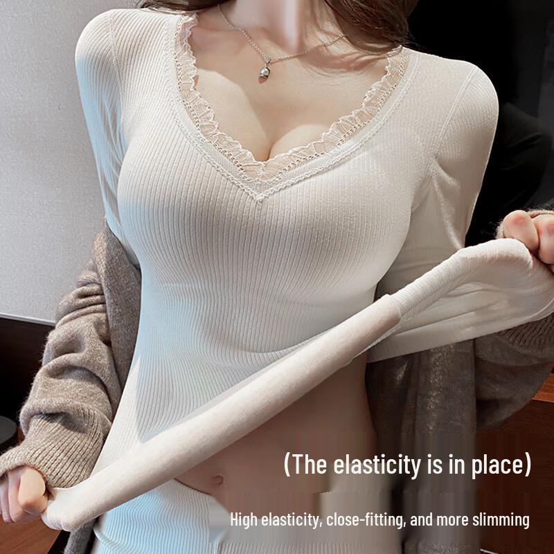 LANGSHA Женский термотоп с V-образным вырезом, бесшовный, базовый слой, со встроенным бюстгальтером