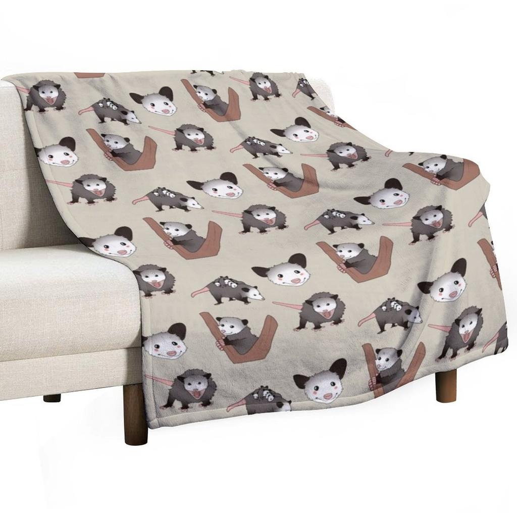 Opossums Pack Throw Blanket Decorative Sofa Cute Plaid for sofa Sofa Blankets
