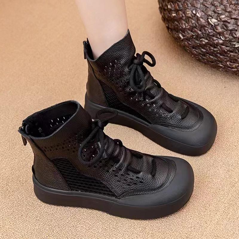 Сетчатые женские ботильоны на платформе на плоской подошве с полыми дизайнерскими ботинками, новый бренд, осень 2024, ретро-обувь, прогулочные гладиаторы, женские туфли Zapatos