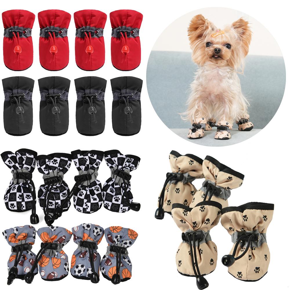 Осенние 4 шт. обувь для маленьких средних собак, кошек, мягкие противоскользящие ботинки для собак, защита лап для щенков, пинетки, обувь для собак, обувь для высоких температур, тротуарные ботинки