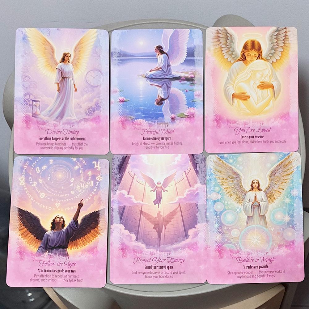 Angels Guidance Oracle Deck 11.5*8cm - 44 Cards with Guidebook, Inspirational Divination Cards in Tin Box for Spiritual Growth