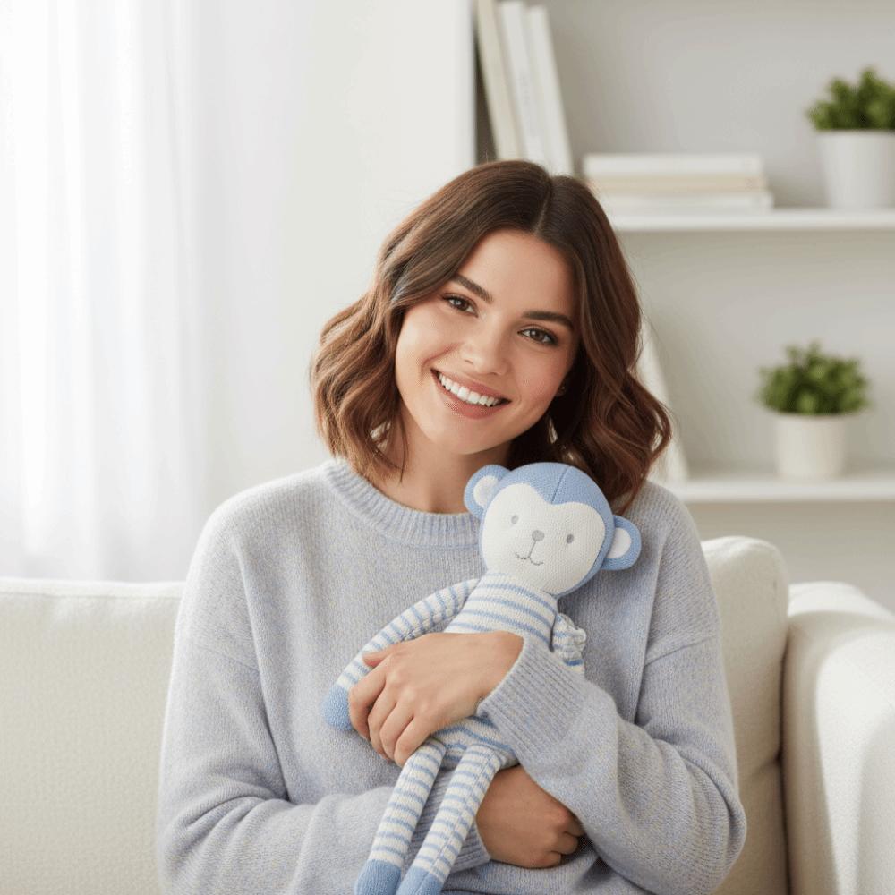 Handmade Crochet Crochet Monkey Doll Cartoon Design Soothing Monkey Doll Plush Monkey Toy Newborn