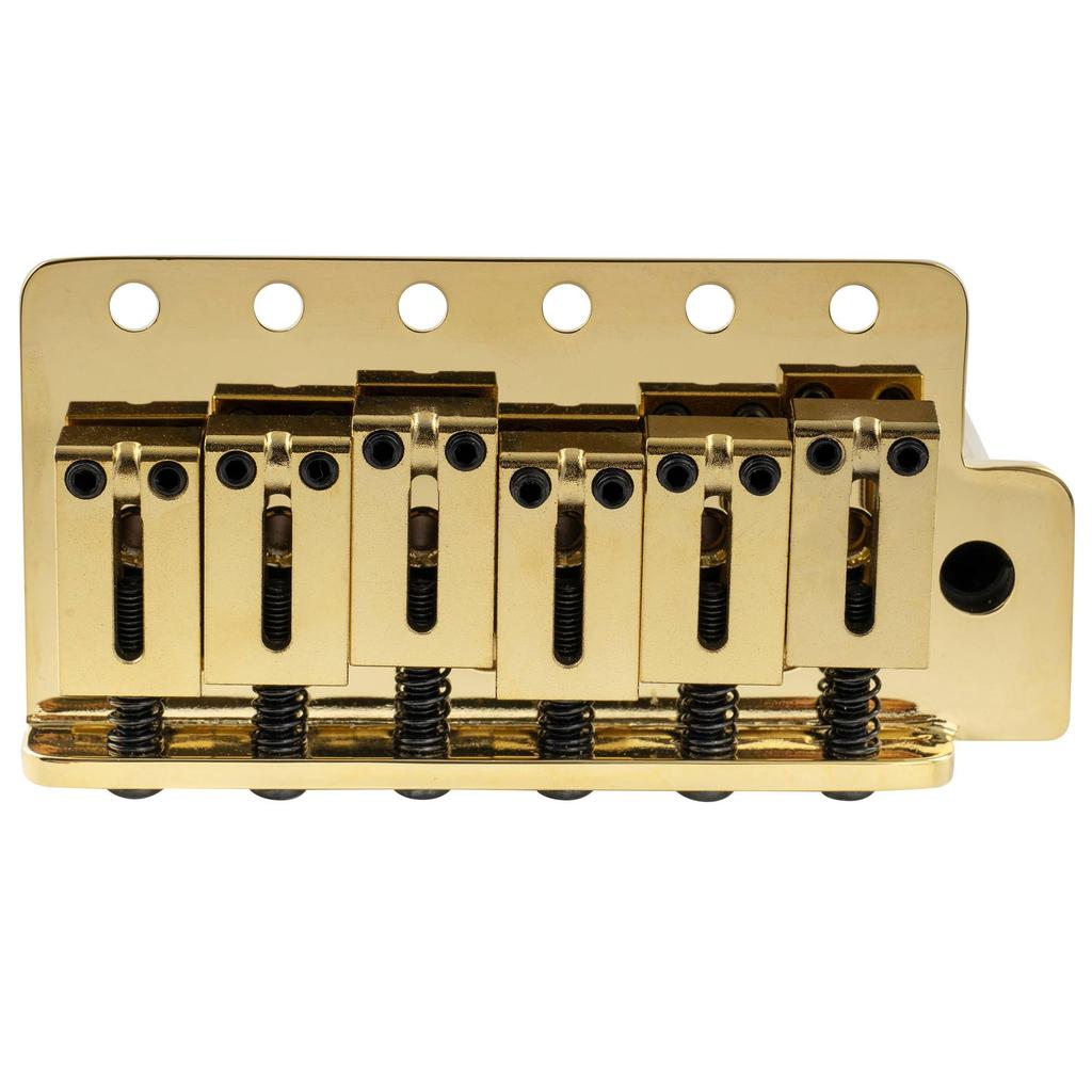 Musiclily Ultra Pitch ST Tremolo Bridge with Modern Brass Saddles and 42mm Brass Blocks for Strat Electric Gold 11.2mm 6-Point Guitars,