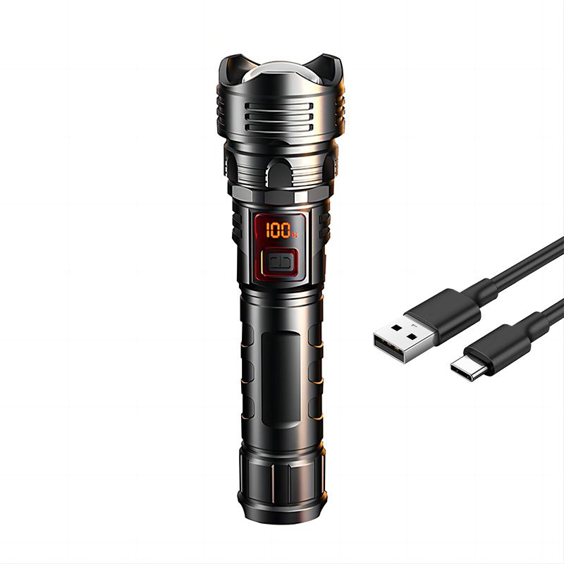 Портативные светодиодные фонари высокой мощности с зарядкой от USB, прочные тактические фонари для наружного использования, масштабируемые фонарики для аварийного ручного освещения