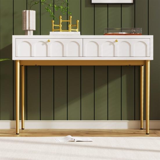 Bedroom Table Metal Legs Dressing with Drawers Large Capacity Ergonomic Handle Makeup Vanity Desk Easy to Assemble Home Furniture