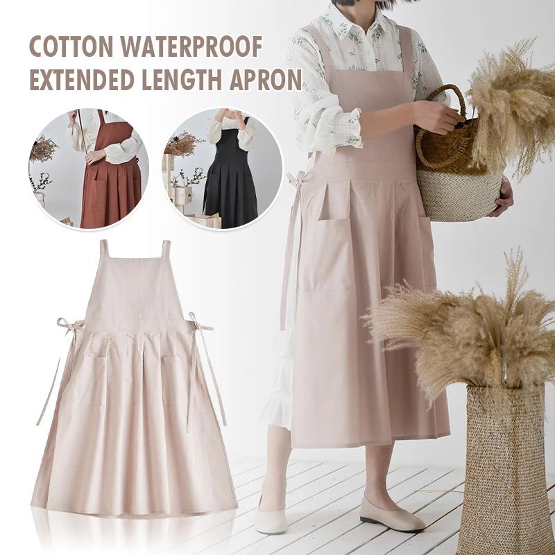 Women Cotton Linen Apron Florist Housework Baking Wrap Apron Flower Shop Work Dress Pinafore Kitchen Cooking Aprons
