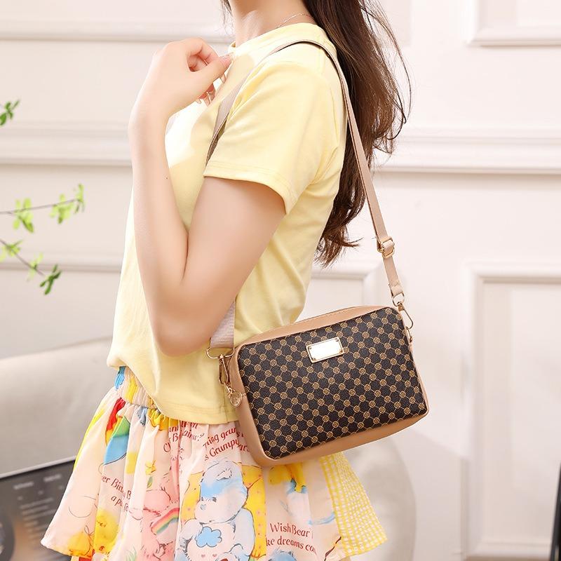 Простая маленькая сумка, новая модная женская сумка, сумка через плечо, трендовая маленькая квадратная сумка с принтом в горошек.