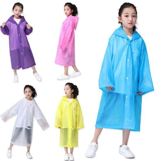 Children Raincoat Convenient Portable Drawstring Design Rainproof Long Kids Hooded Poncho Outdoor Supply