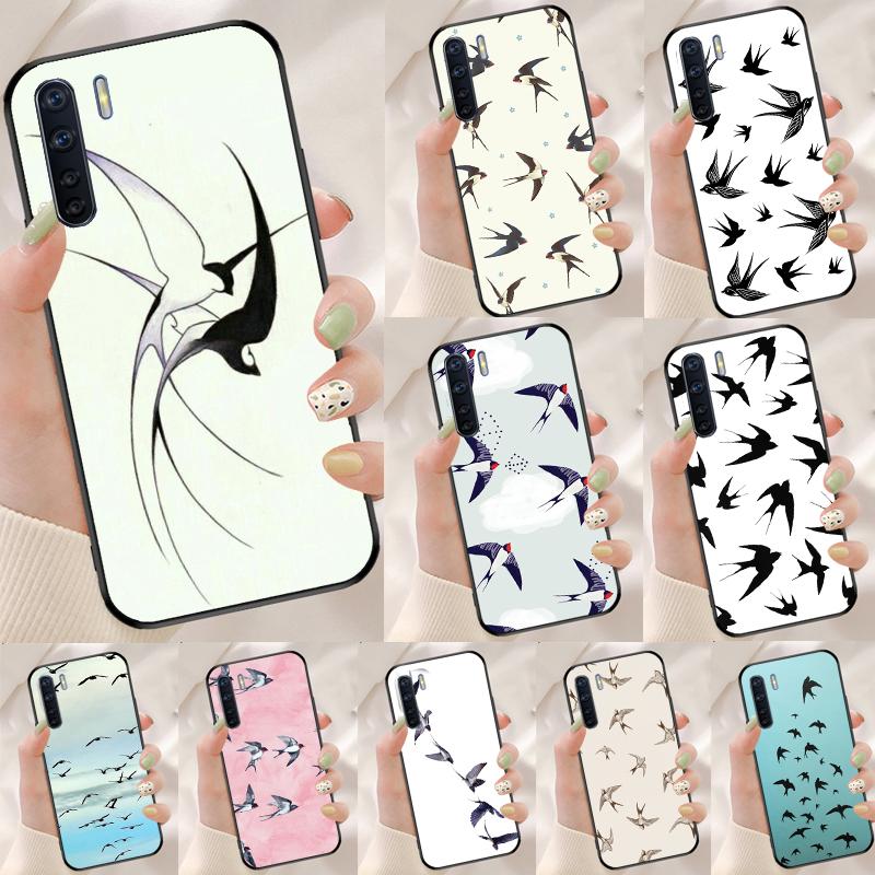 Чехол с узором «Коллаж из ласточек» для Oppo A40 A60 A80 A18 A38 A58 A78 A98 A16 A76 A96 A15 A17 A77 A74 A94 A54 A57S