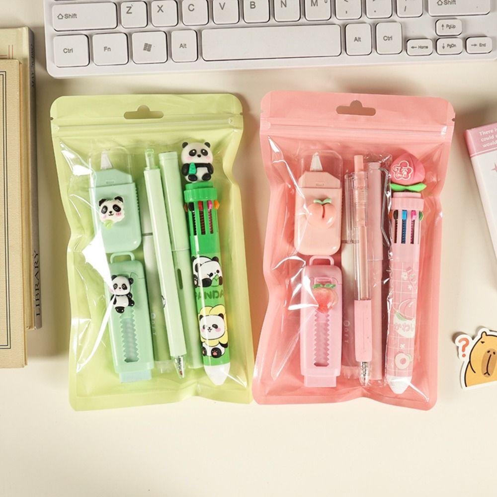 Portable Stationery Set 6-in-1 Ballpoint Pen Durable Pencil Eraser Students Gift